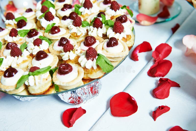 Sweets Candies with Berries at Catering Table Stock Image Image of
