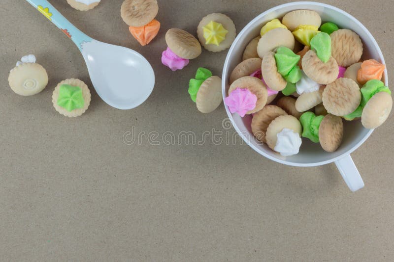 Sweets snacks beverages stock image