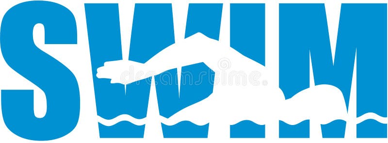 Swim word with swimmer cutout