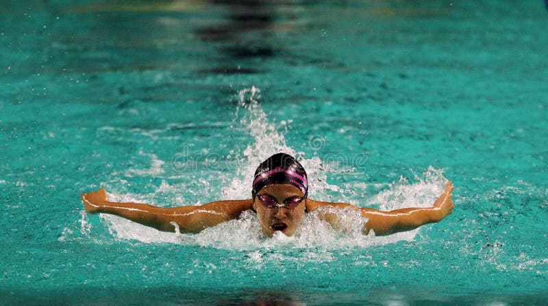 Jakarta, INDONESIA. November 13, 2011. Swimmer Erika Kong of Malaysia competing in the 400m women individual medley final during SEA Games Indonesia at Aquatic Sport Complex, Palembang, Indonesia on November 13, 2011.