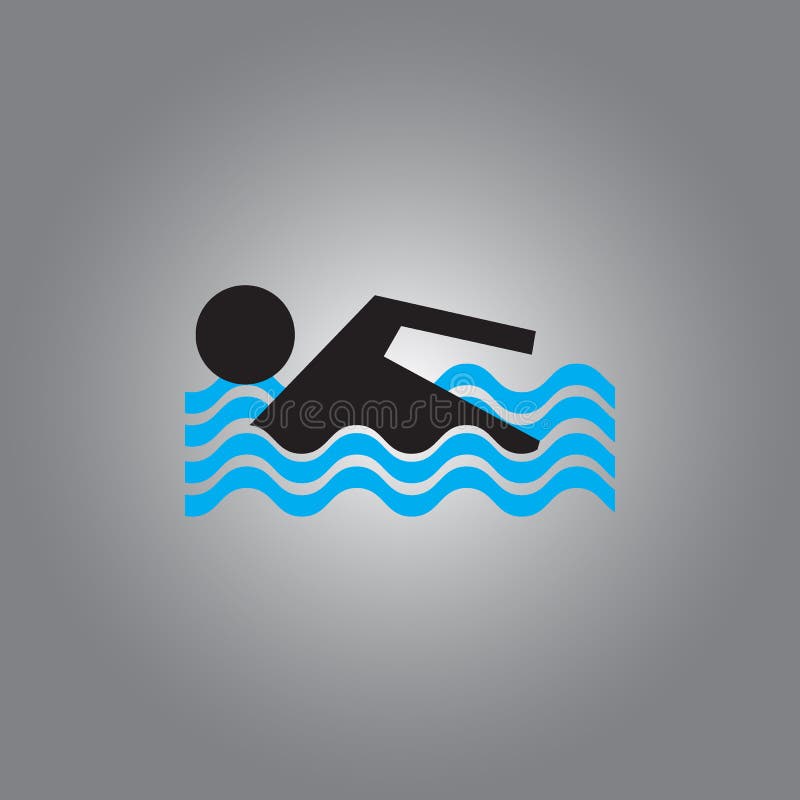 Swimmer icon isolated on gray.