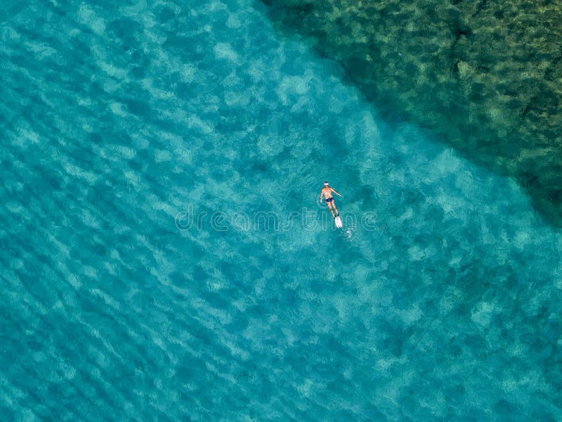 Swimmers, Bathers Floating on the Water. Aerial View Stock Image ...
