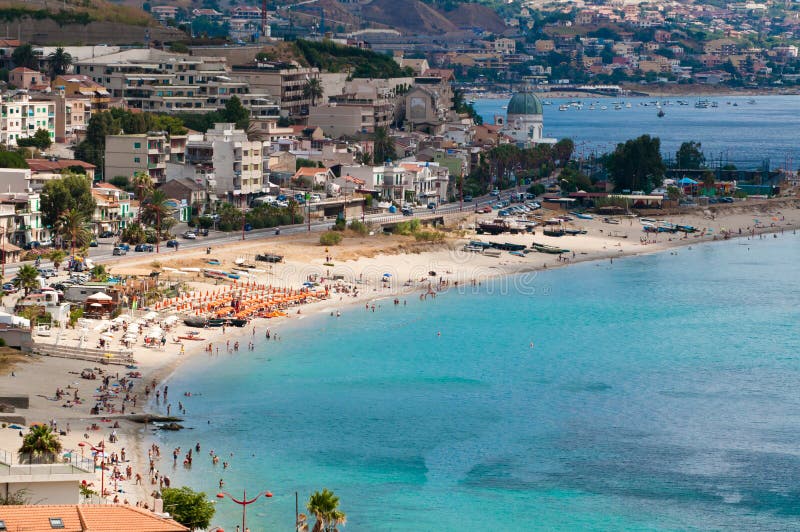 Swimmers crowding the beaches stock photography