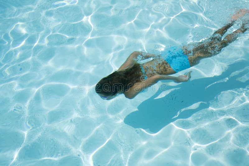 Model Release 358 Young girl swimming under water