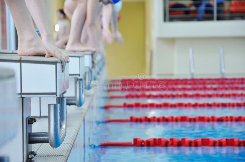 Swimming competition stock image