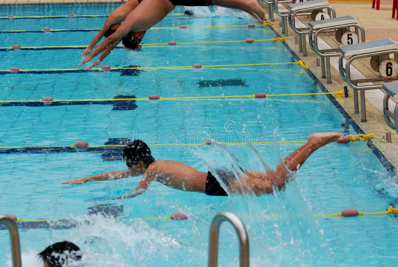Swimming competition stock photos