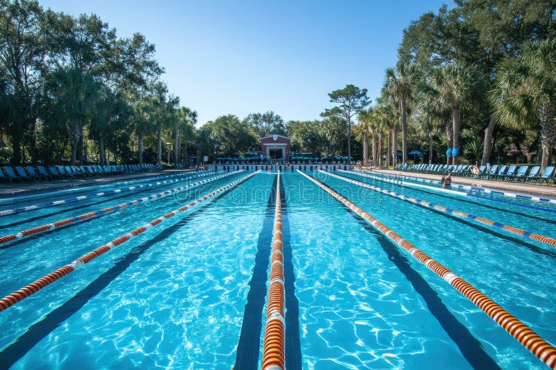 Swimming competition event at tropical pool outdoor setting sports photography royalty free stock image