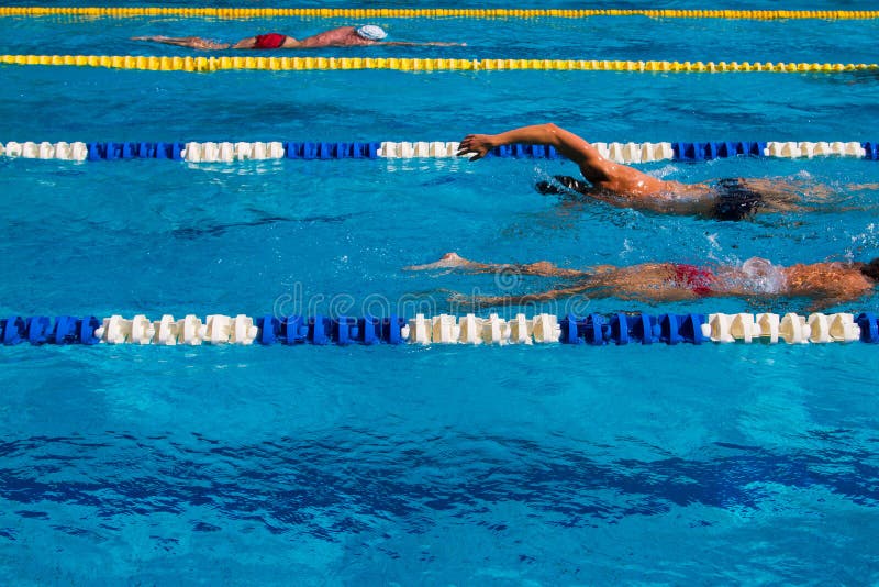 Swimming competition stock photos