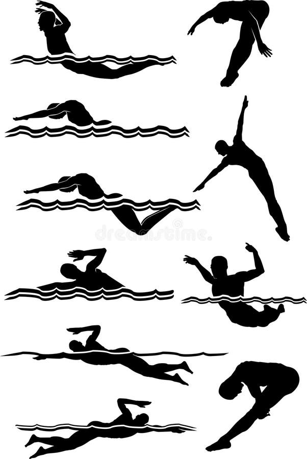 Swimming & Diving Male Silhouettes vector illustration Swimming & Diving Male Silhouettes vector illustration