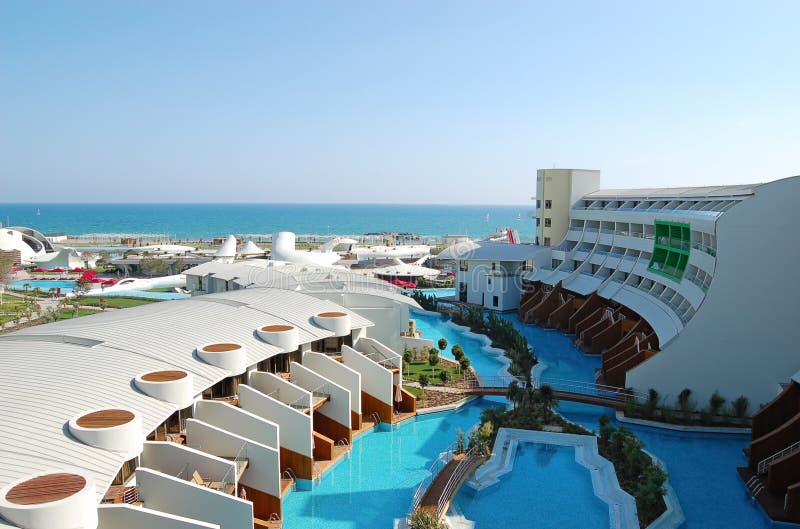 Swimming pool area at luxury Turkish hotel