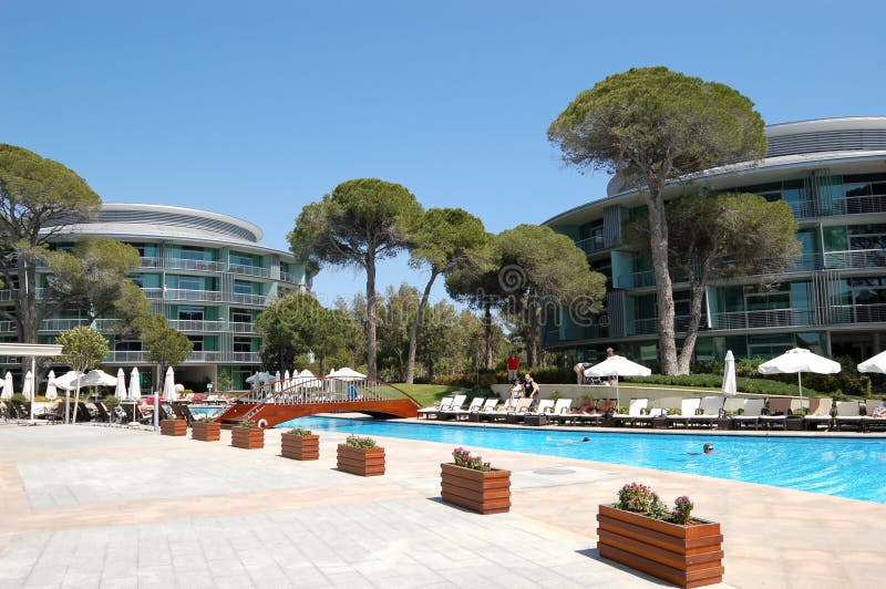 Swimming pool area at luxury Turkish hotel