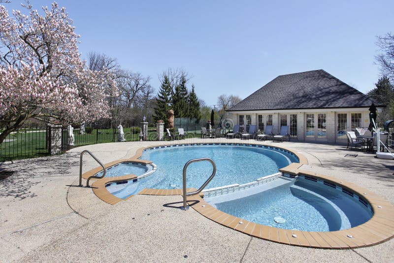 Swimming pool with attached sauna