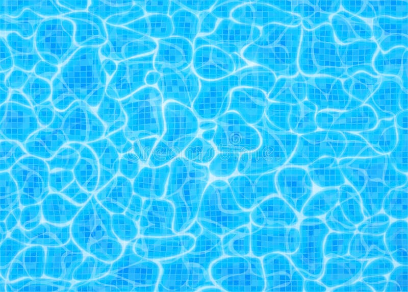Swimming pool bottom vector background, ripple and flow with waves. Summer aqua water pattern with digital tiles