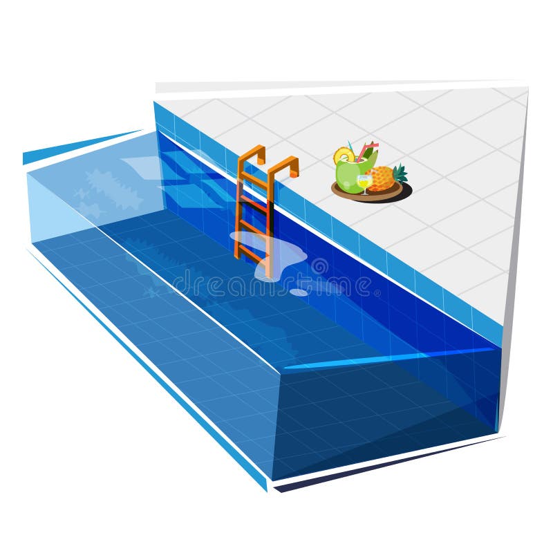 Swimming pool with coconut and pineapple juice, relax concept -. Vector illustration royalty free illustration Swimming pool with coconut and pineapple juice, relax concept -. Vector illustration royalty free illustration