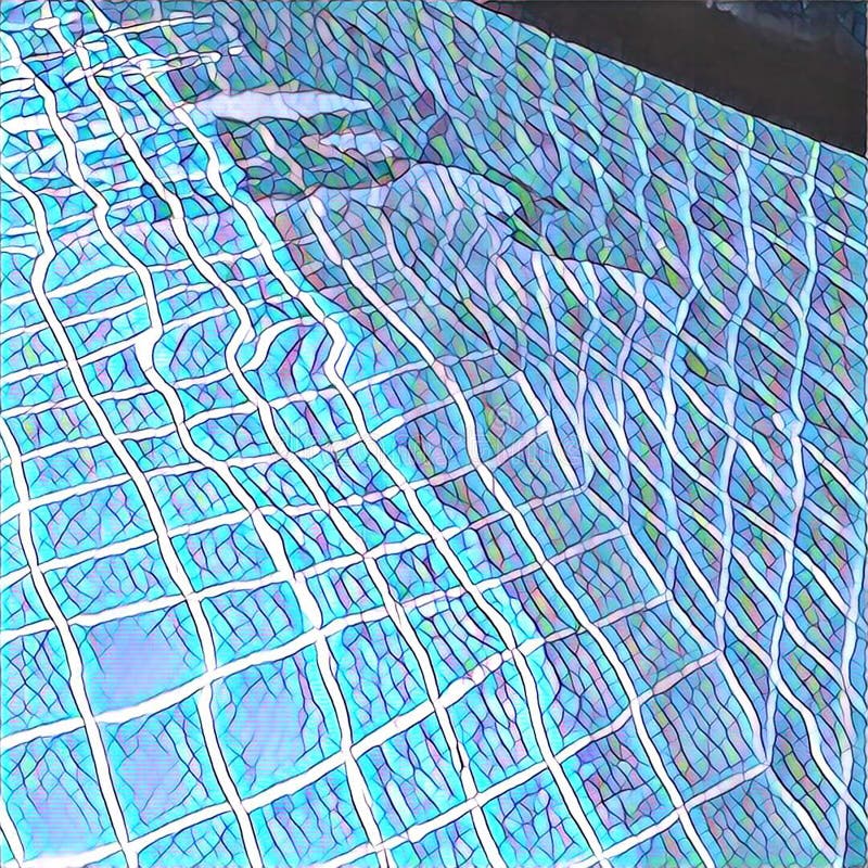 Swimming pool digital illustration with geometric blue tiles