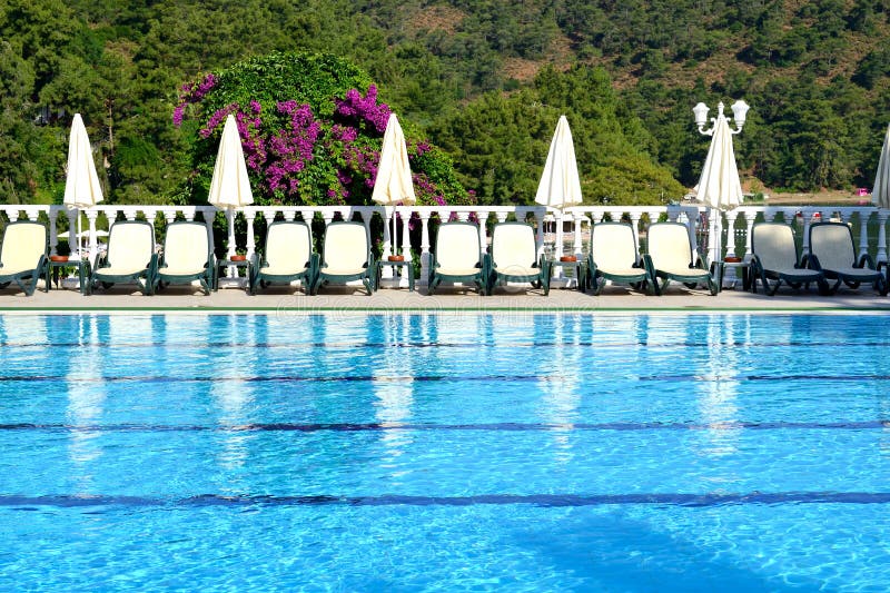 Swimming pool on Mediterranean turkish resort