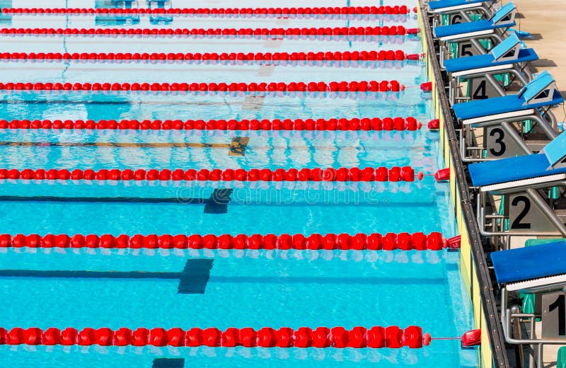 Swimming pool in stadium stock photo. Image of race, block 85734604