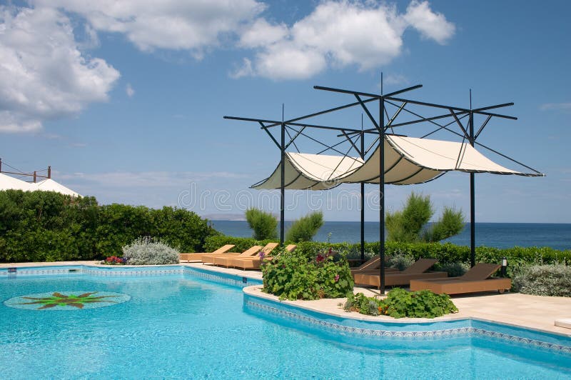 Swimming pool and sunshade