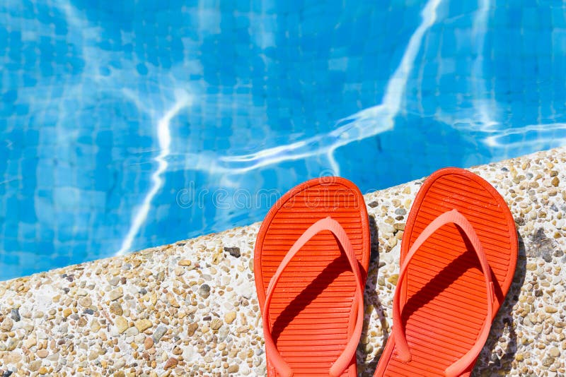 Flip Flops beside Swimming Pool Stock Photo - Image of vacation, summer ...