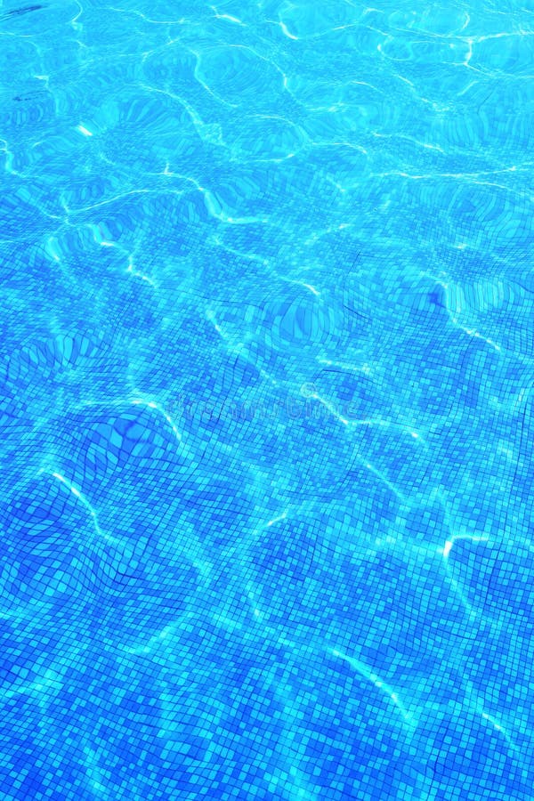 Swimming pool water background. Summer backdrop with blue shiny water with sun highlights in the pool