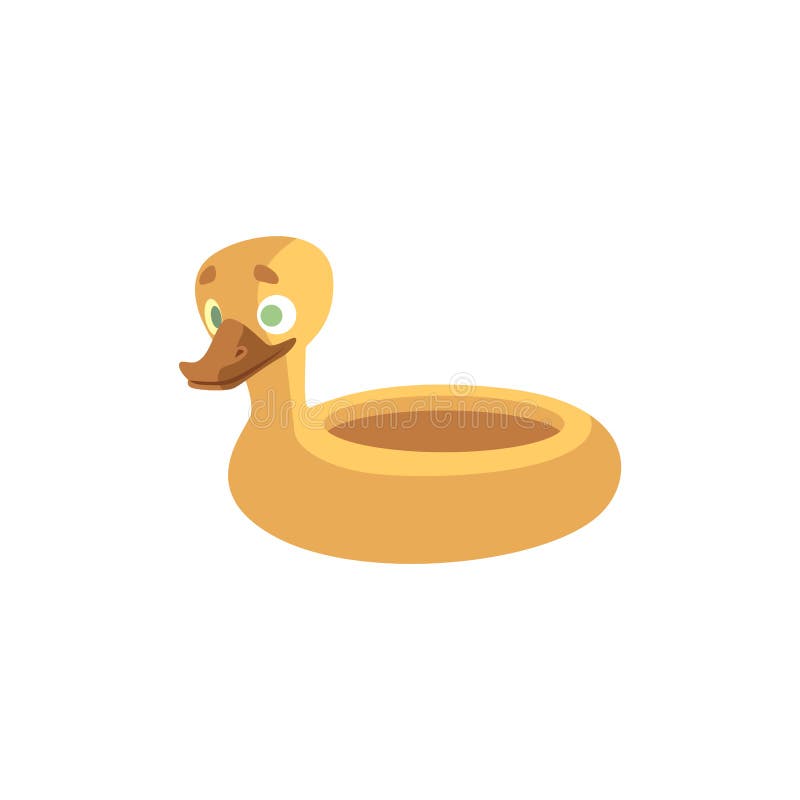 Swimming ring in shape of duck isolated on white background - water inflatable toy for safe swimming.