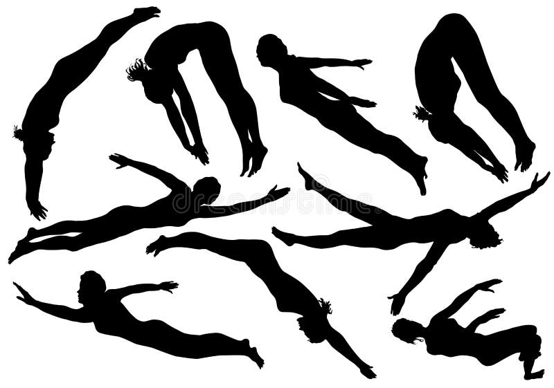 Swimming silhouettes of women.