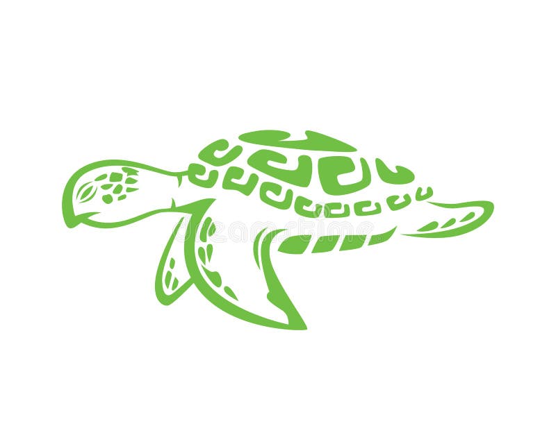 Swimming Turtle in The Ocean Silhouette Illustration royalty free illustration