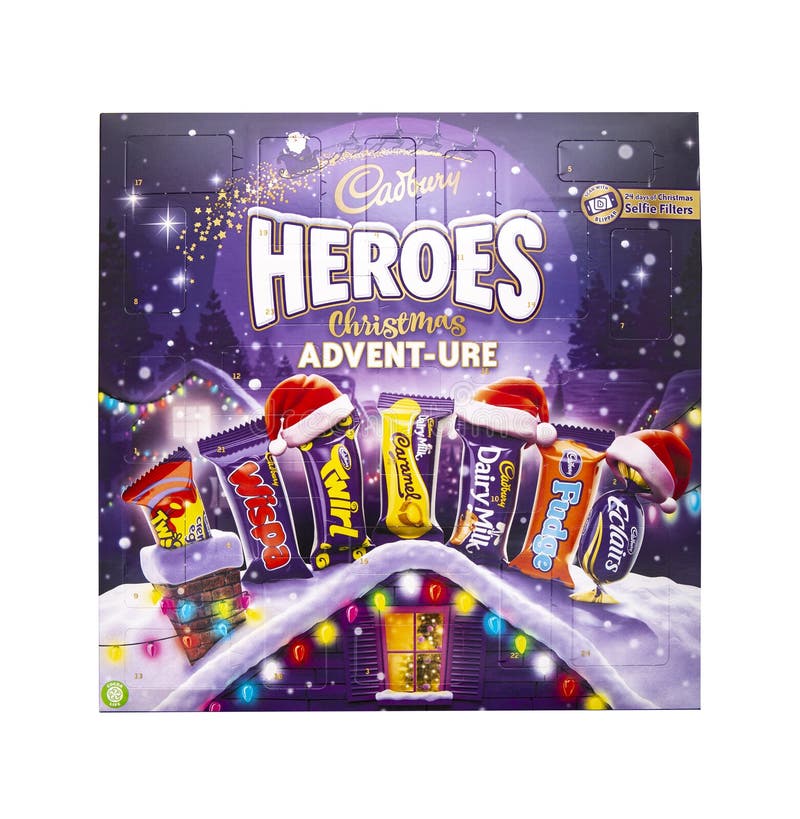 Cadburys Heroes Christmas Advent ure Advent Calendar On A White Cadburys Heroes Christmas Advent ure Advent Calendar On A White
