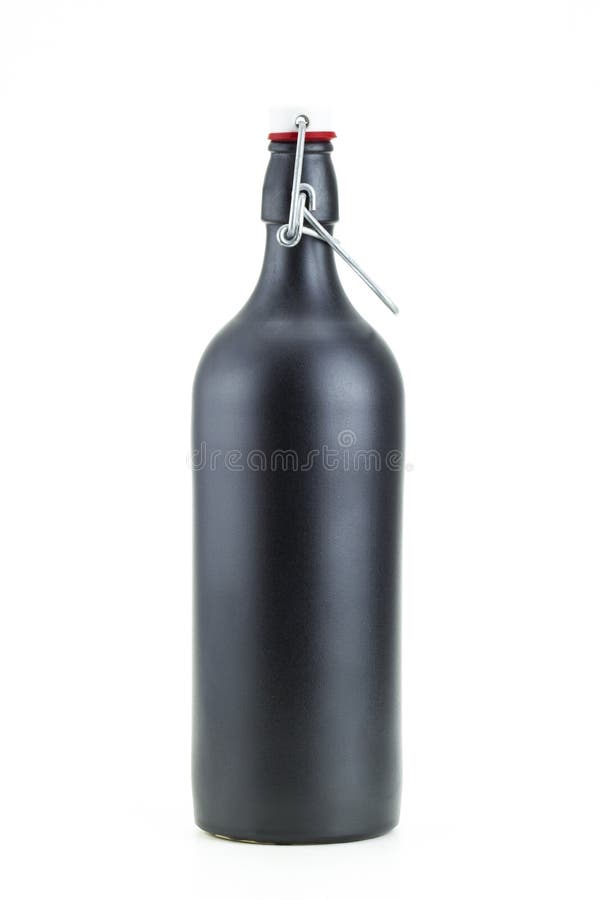 Swing top black clay bottle