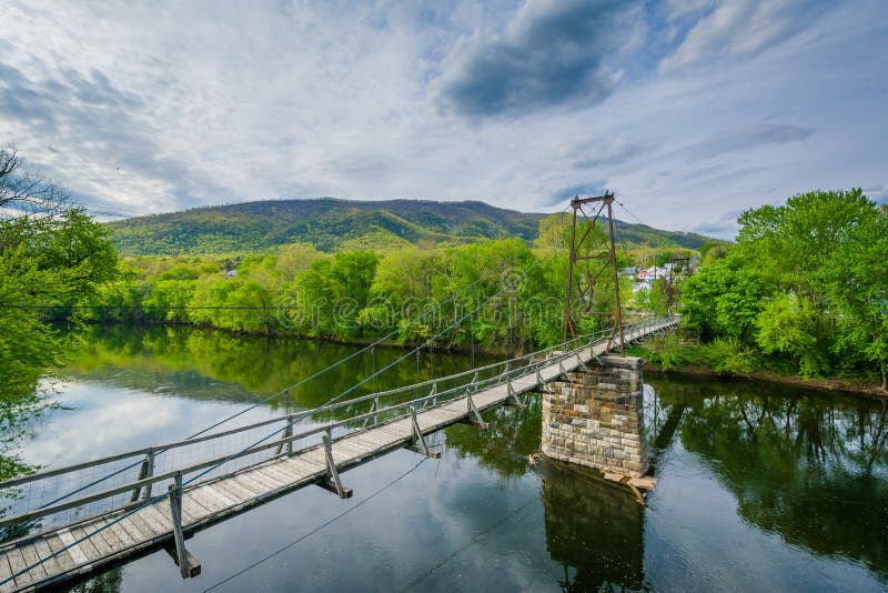 Swinging Pedestrian Bridge Over the James River in Buchanan, Virginia