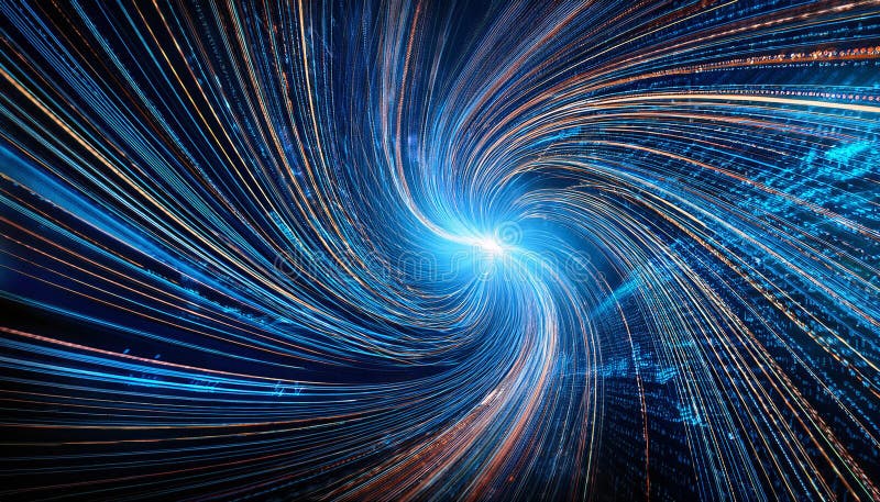 Swirl of Big Data Visualization Representing Vitality and Aspirations stock illustration