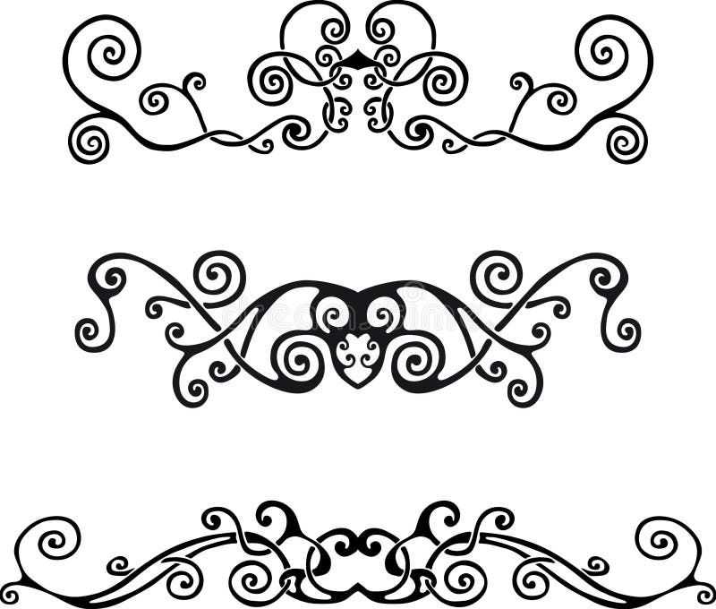 Floral Ornament Elements and Embellishments Stock Vector Illustration