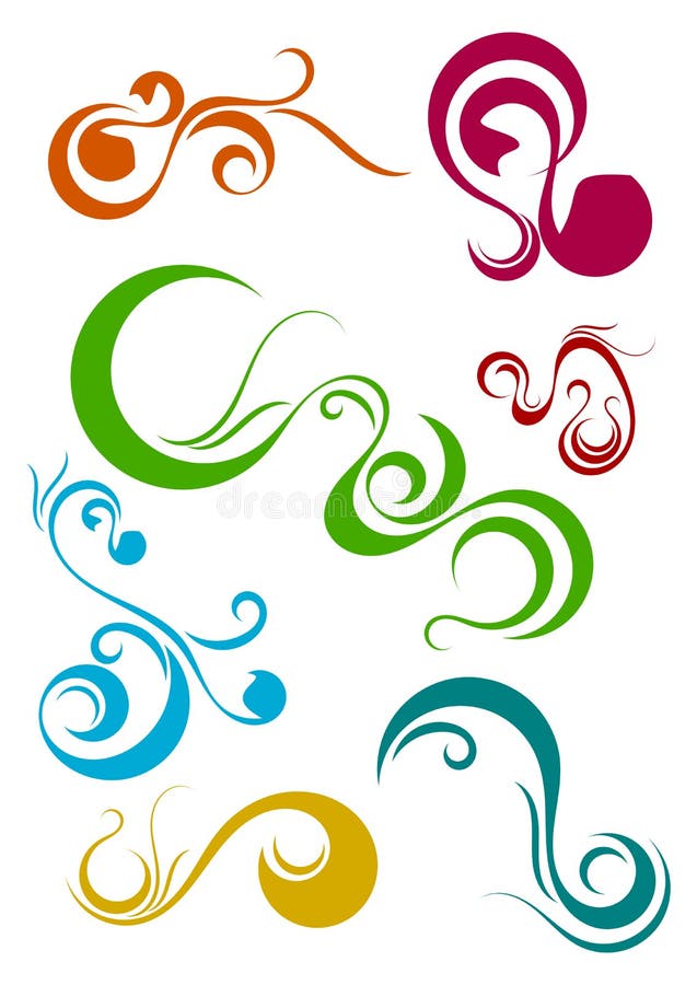 Colorful Swirl Elements Collection Set vector illustration