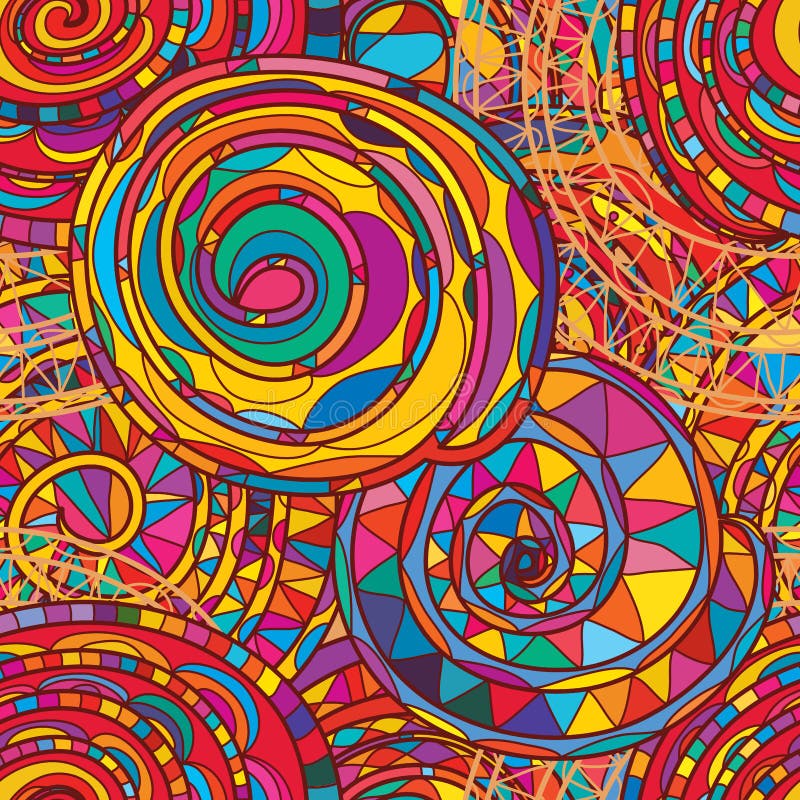 Swirl line full colorful seamless pattern stock illustration