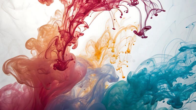Swirling abstract colors ink paint mixing in water fluid art, Stock Photo, Generative AI vector illustration