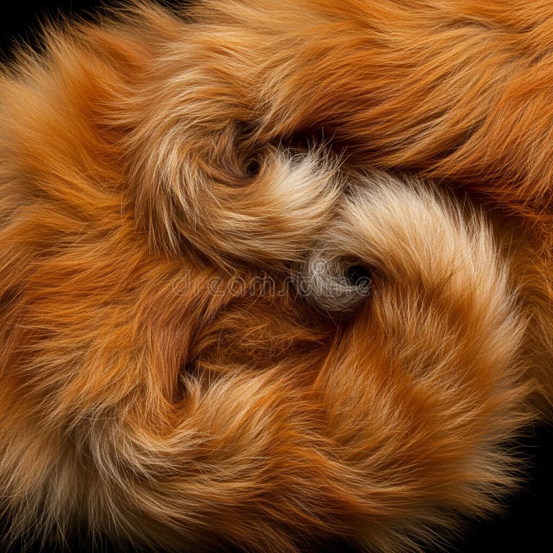 A swirling, abstract pattern of orange and cream fur-like texture, creating a dynamic, mesmerizing effect. vector illustration