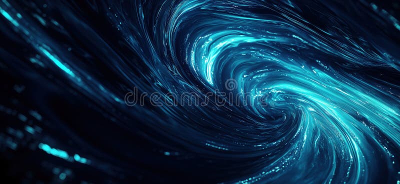 Swirling blue vortex with luminous particles creating a cosmic effect stock images