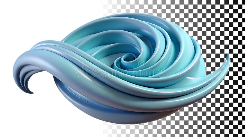 Swirling blue wave, water, ocean, fluidity, and dynamic movement symbol png transparent image Generative AI royalty free illustration