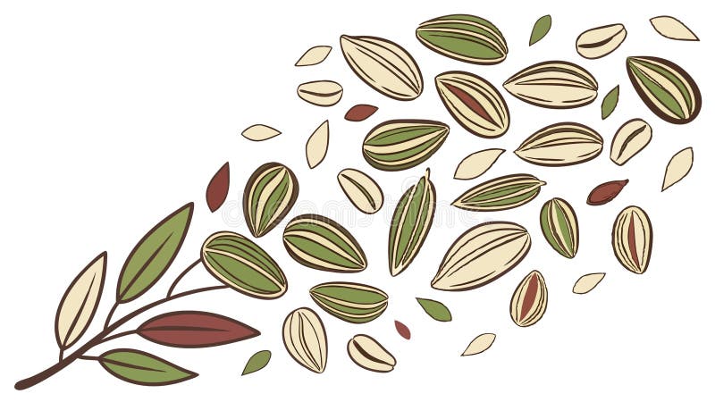 Swirling Branch with Leaves Abstract Vector Art, vector design Generative AI stock illustration