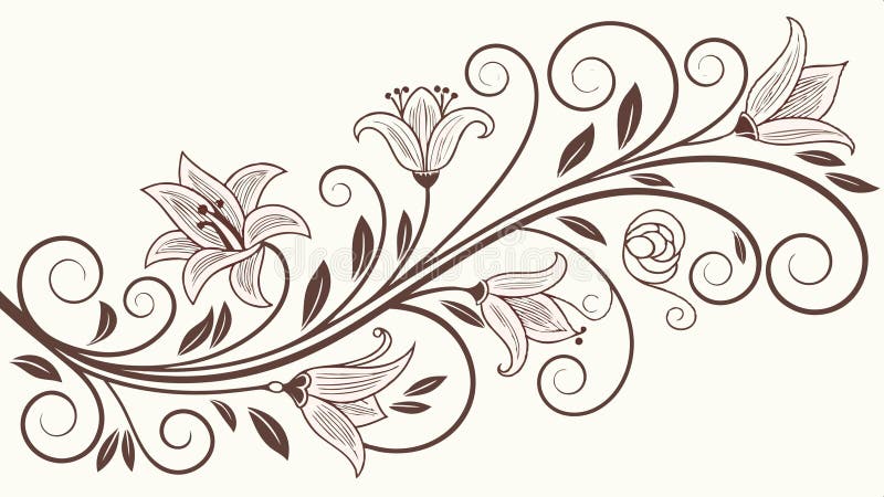 Swirling floral branch vector, soft botanical design with elegant curves for decor use Generative AI vector illustration