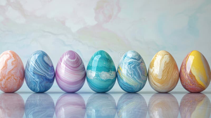 Swirling marble Easter eggs, sophisticated and refined holiday decor. Easter royalty free stock photography