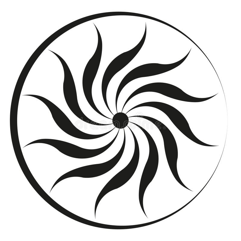 Swirling sun shape. Radiant solar icon. Abstract flame pattern. Vector circle element. vector illustration