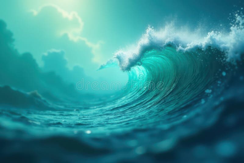 Swirling teal and azure, blurred dynamic energy , liquid, light, backdrop stock illustration