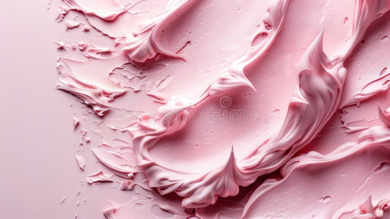 Swirls of thick pink paint. Textured pattern, pink creamy texture. Skincare smears stock photography