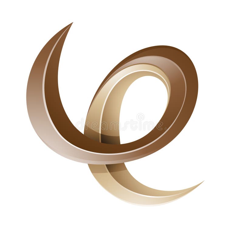 Swirly Glossy Embossed Letter E in Brown and Beige royalty free illustration