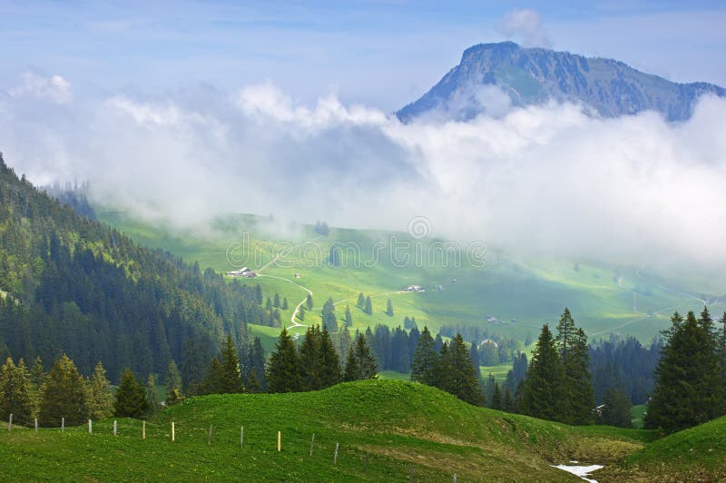 Landscape Of The Swiss Alps Stock Image Image Of House Structure