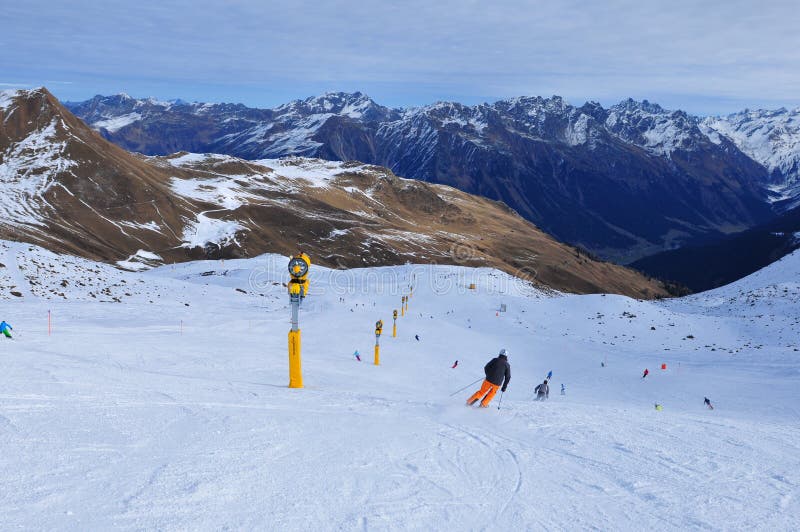 Swiss alps: Due to the global climate change the permafrost and glaciers are melting like here above Davos City stock image