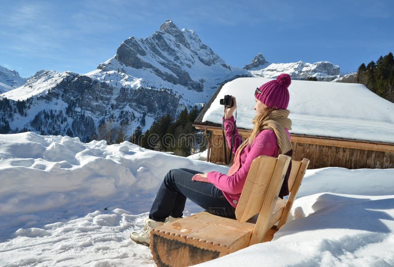 Swiss Alps stock photo. Image of activity, snow, girl 31113238