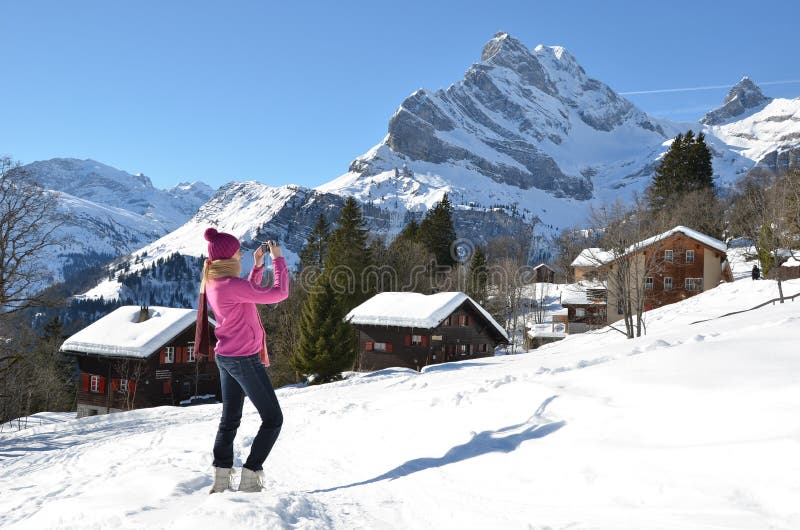 Swiss Alps stock photo. Image of activity, snow, girl 31113238