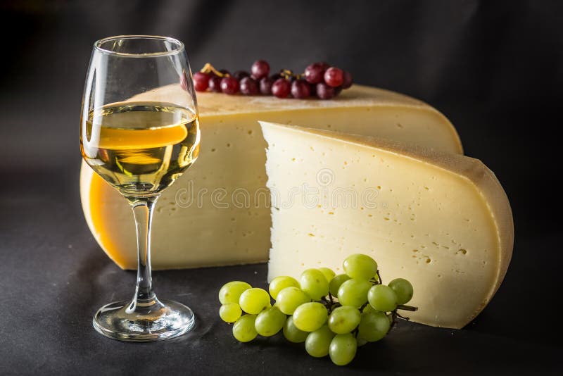 Swiss Cheese with Grape and White Wine Stock Image Image of healthy